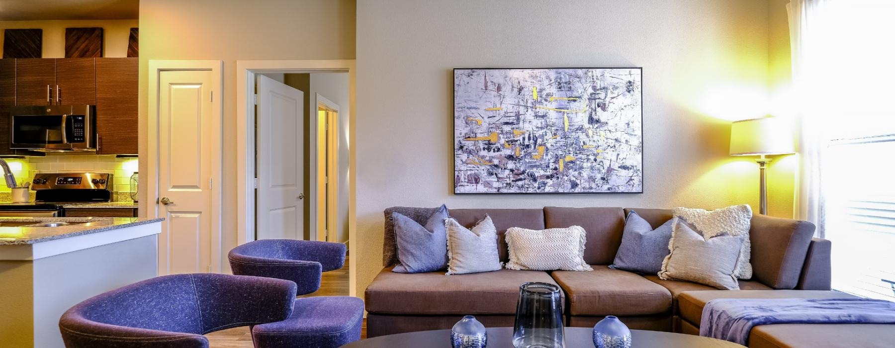 a living room with a couch and a coffee table